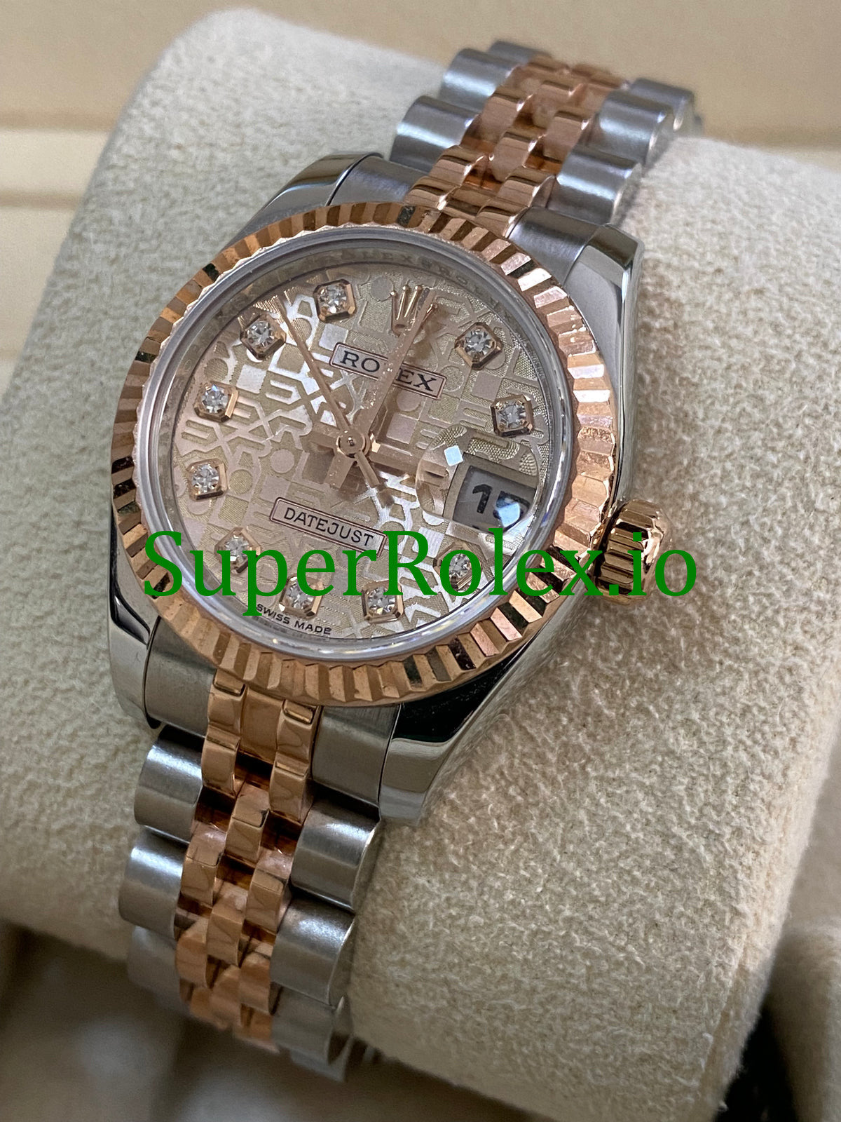 Lady-Datejust 26 Everose Gold and Steel Diamond Dial Ref.179171