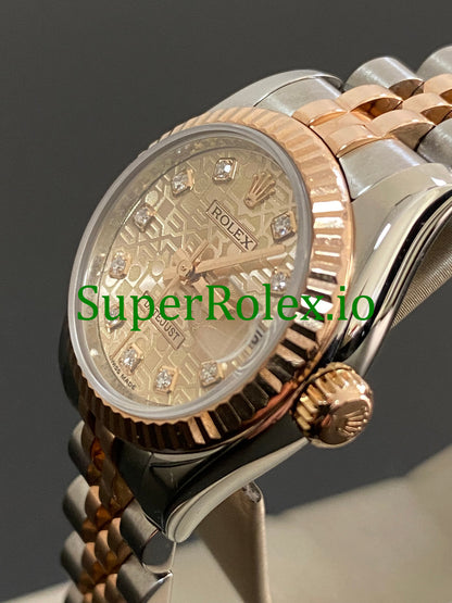 Lady-Datejust 26 Everose Gold and Steel Diamond Dial Ref.179171