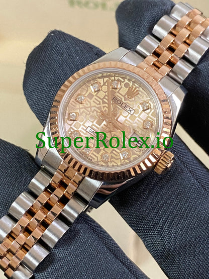 Lady-Datejust 26 Everose Gold and Steel Diamond Dial Ref.179171