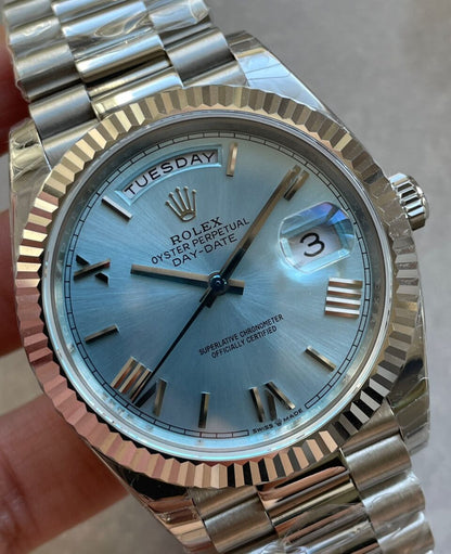 EWF Factory SS 1:1 Day Date II 228239 Best Edition Light Blue Dial A3255
