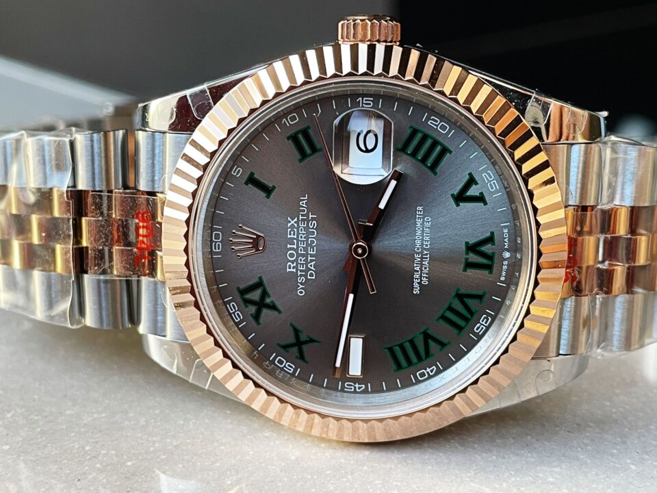 GMF GM Factory 1:1 DateJust Men 41mm 'wimbledon' RG and SS V2 Grey textured Dial Roman Markers