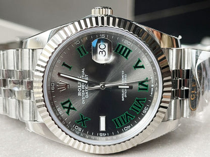 DateJust Men “wimbledon”SS Grey textured Dial Roman Markers