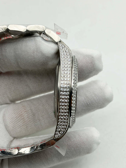 OYSTER PERPETUAL 41mm 904L SS MOISSANITE DIAMONDS BRACELET AND DIAL A2824 iced out
