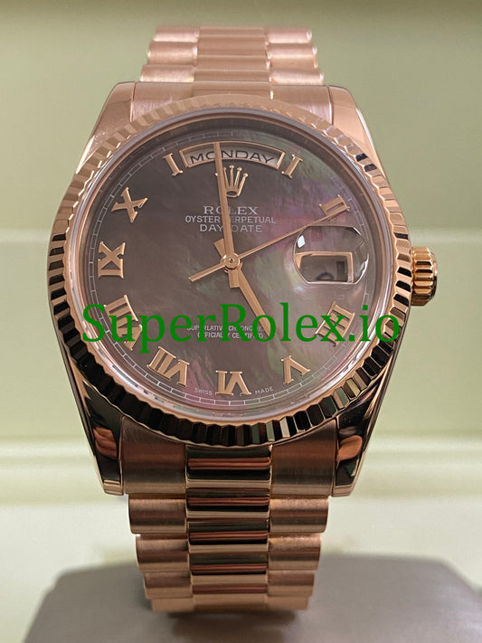 Day-Date 36MM Everose Gold Tahitian Mother of Pearl Roman Dial Ref.118235