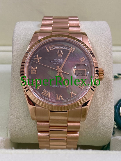 Day-Date 36MM Everose Gold Tahitian Mother of Pearl Roman Dial Ref.118235