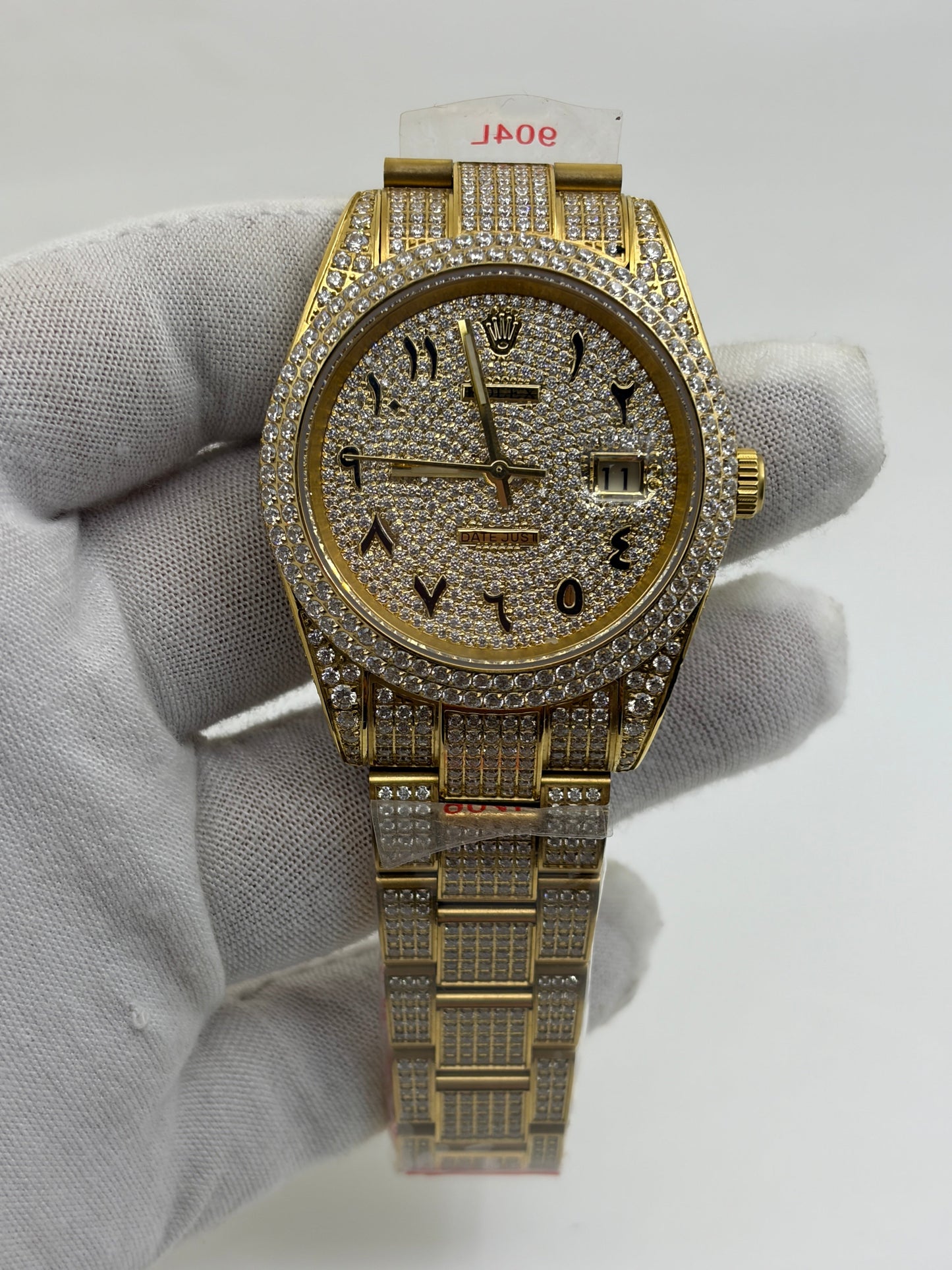 OYSTER PERPETUAL 41mm 904L SS SILVER/GOLD MOISSANITE DIAMONDS BRACELET AND DIAL A2824 iced out