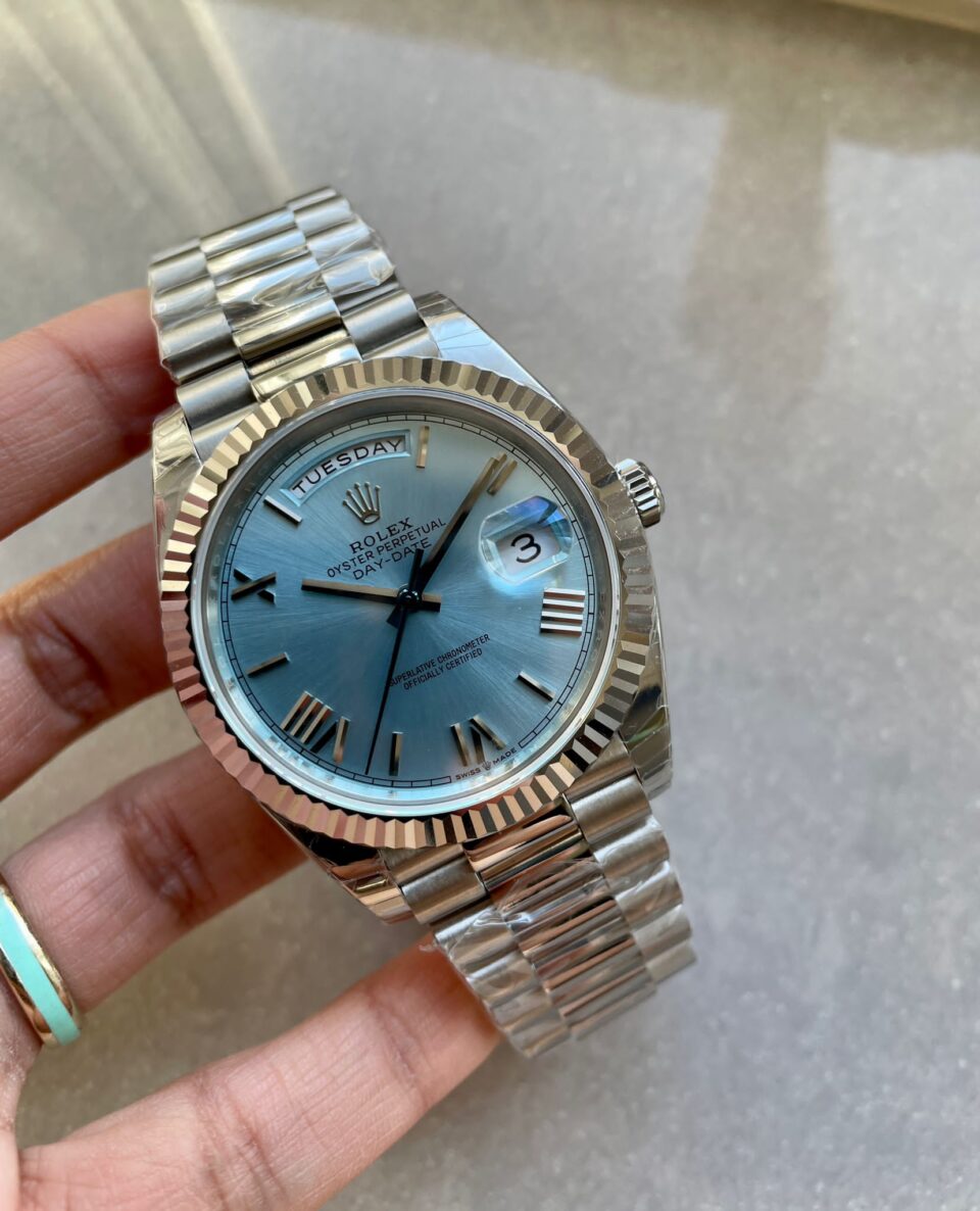 EWF Factory SS 1:1 Day Date II 228239 Best Edition Light Blue Dial A3255