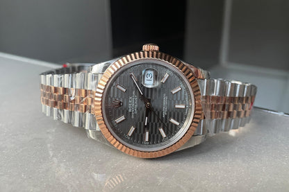 VSF Factory 1:1 Datejust 41mm 126331 904L RG/SS Fltued Bezel Pattern Motif Grey Dial Stick VS3235