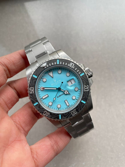 DIWF FACTORY 1:1 Submariner Sandblasted Best Edition Carbon Bezel Tiffany Blue Dial Dial VR3135