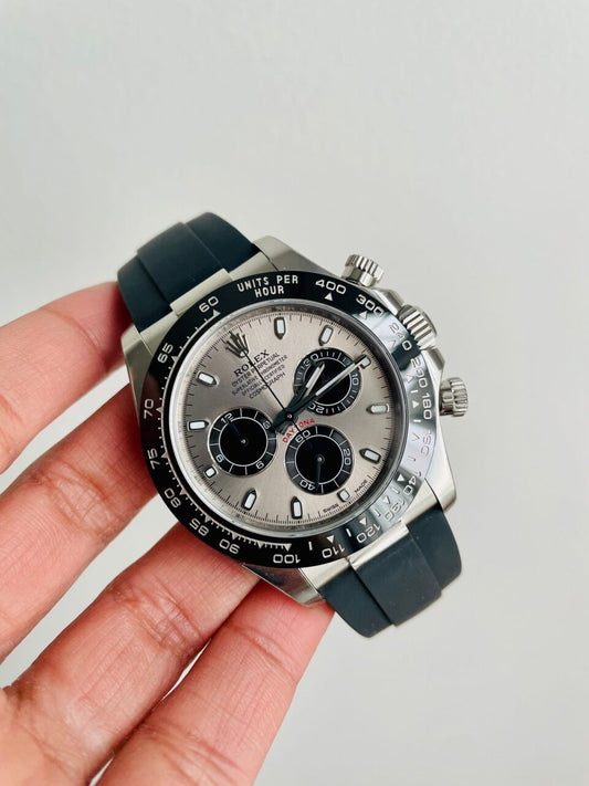 BTF factory 1:1 Daytona Grey Silver Best Edition 904L Steel Silver/Black Dial A4130