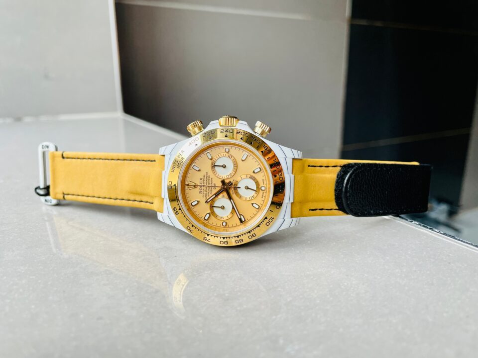 DIWF Factory 1:1 Daytona DIW White Carbon/YG Best Edition Gold Dial A7750