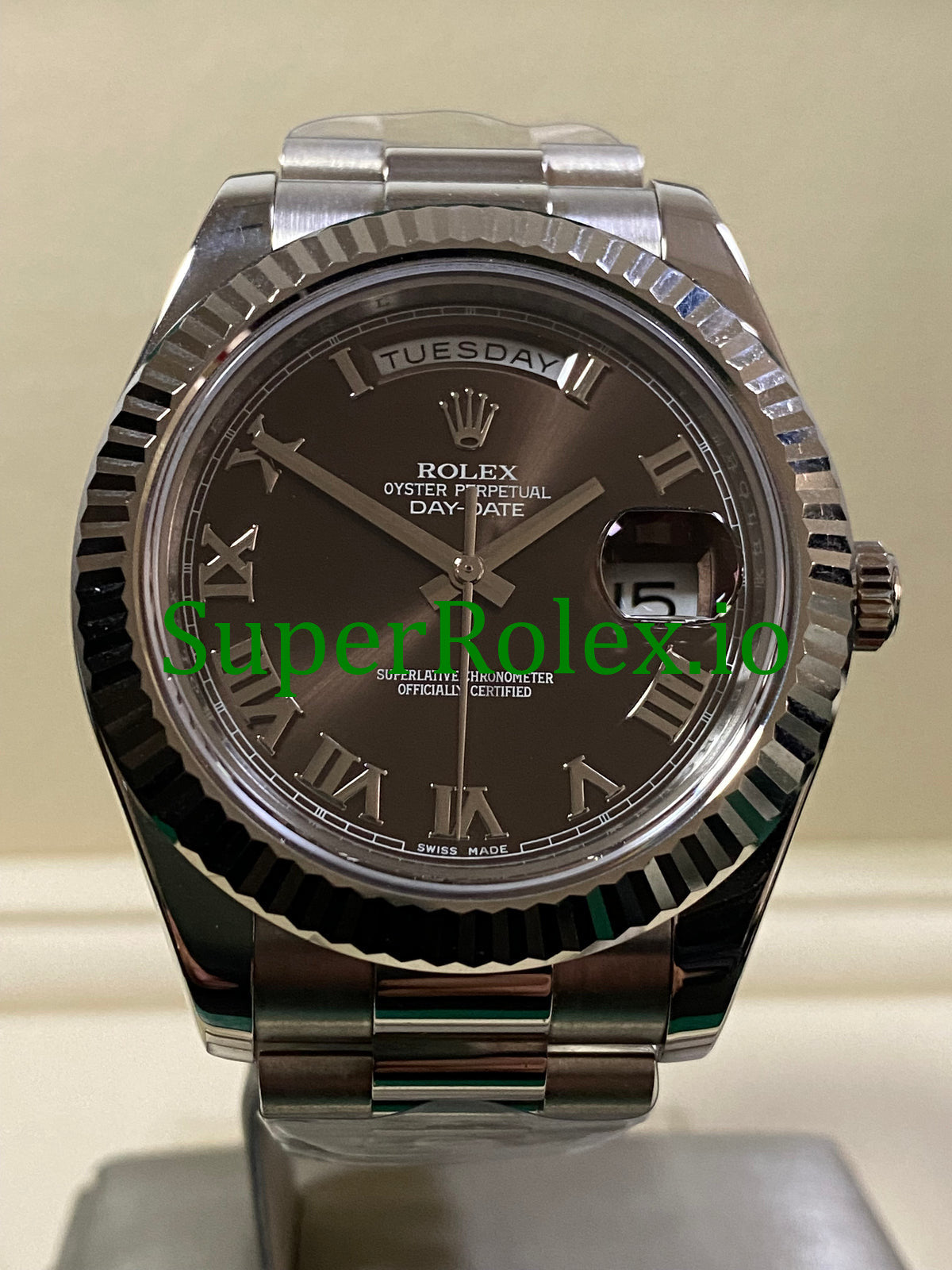 Day-Date II 40MM White Gold Ref.218239 - hocolate Roman Dial