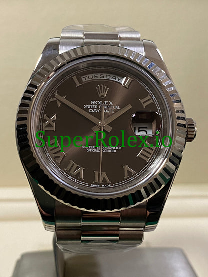 Day-Date II 40MM White Gold Ref.218239 - hocolate Roman Dial