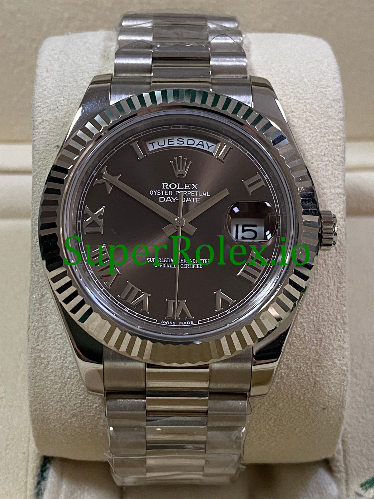 Day-Date II 40MM White Gold Ref.218239 - hocolate Roman Dial