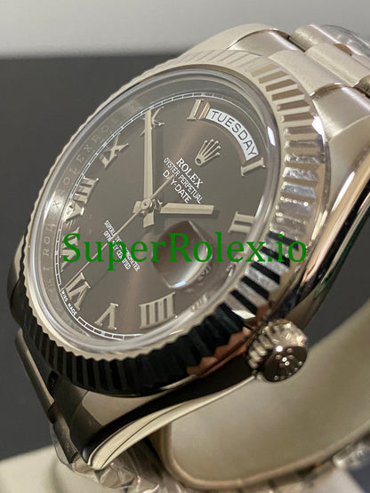 Day-Date II 40MM White Gold Ref.218239 - hocolate Roman Dial