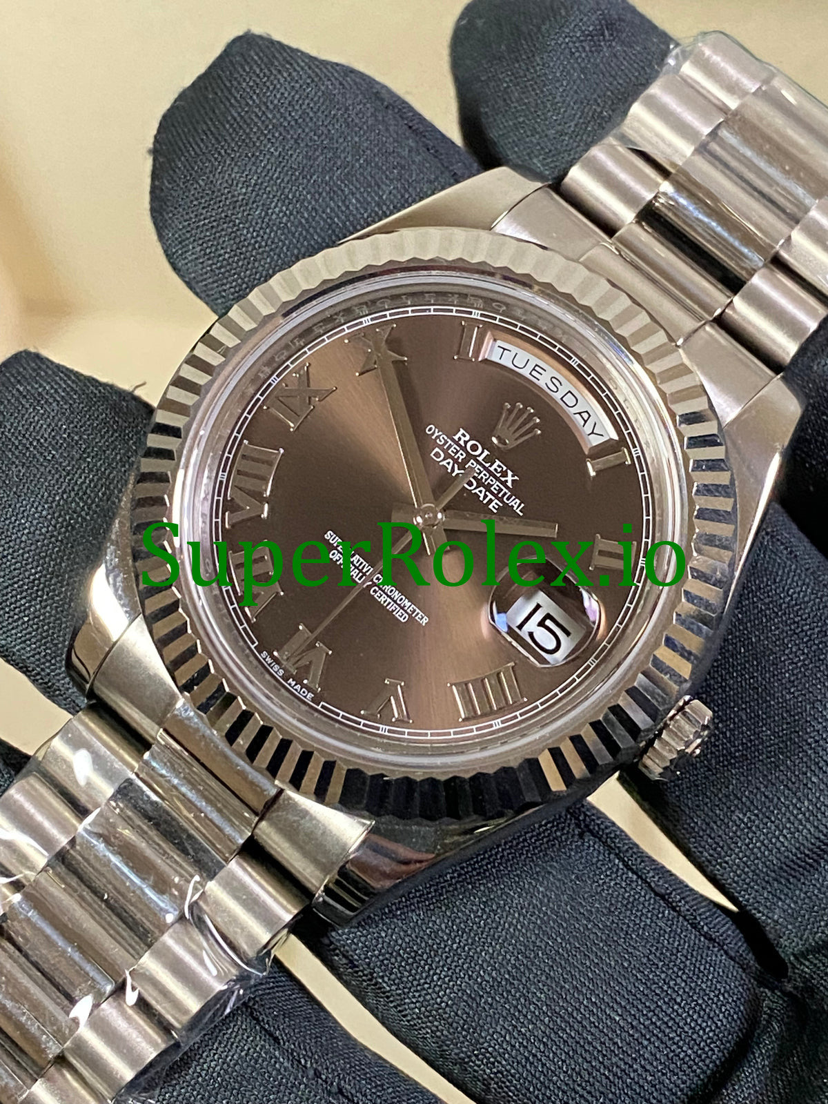 Day-Date II 40MM White Gold Ref.218239 - hocolate Roman Dial