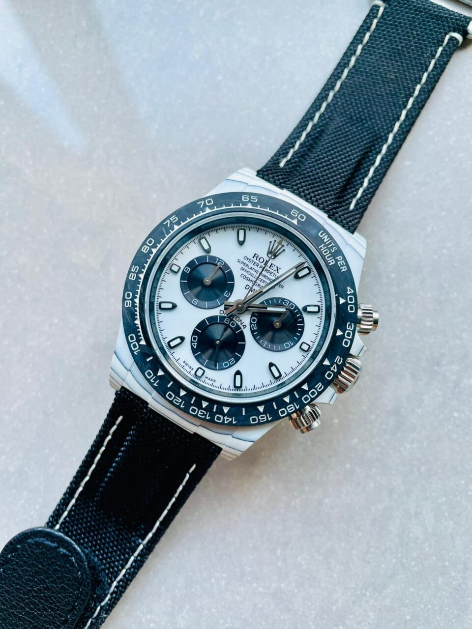 Noob Factory 1:1 Daytona DIW PANDA White Carbon Case and Bezel Best Edition White/Black Dial SA4130 V2