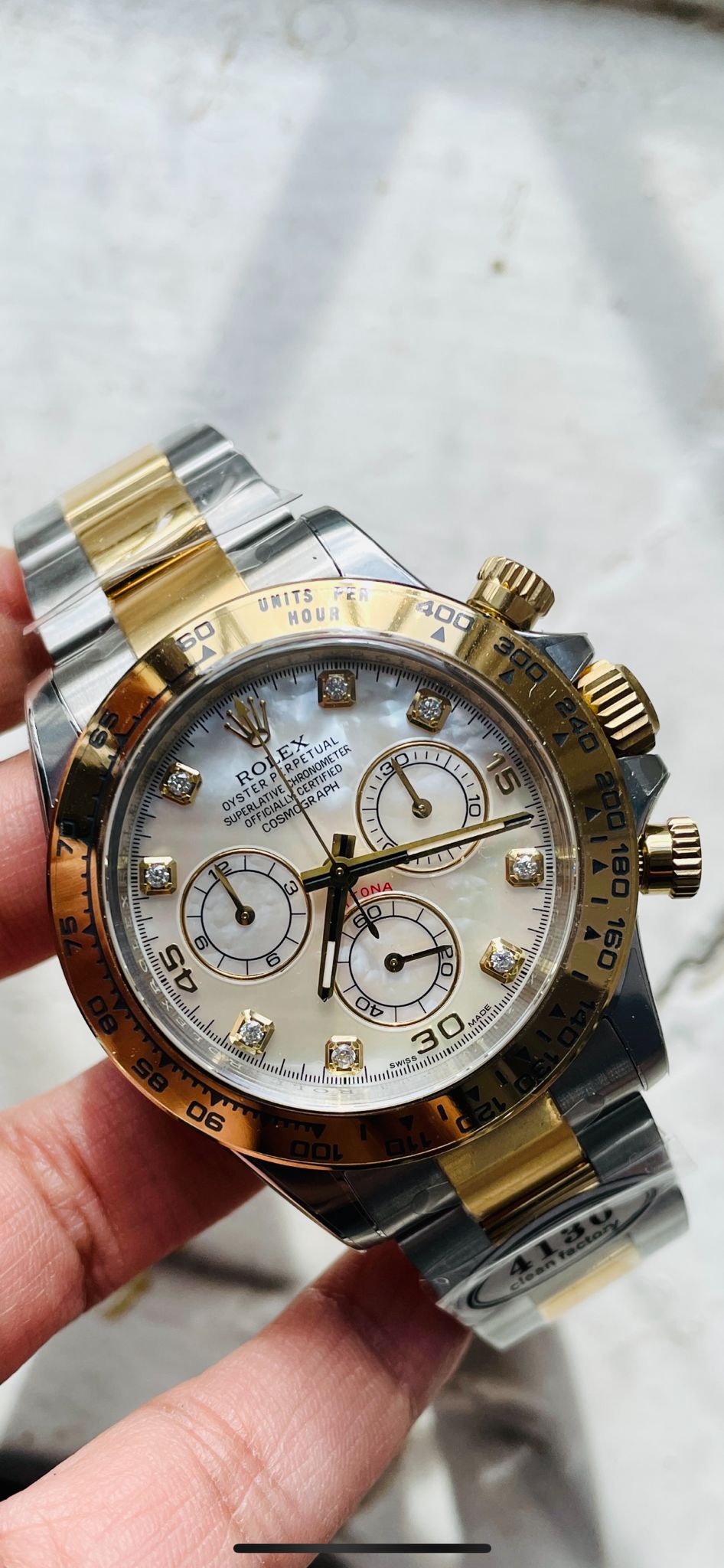 Clean Factory 1:1 Daytona 116503 Two Tone Yellow Gold Real MOP Diamond Dial SA4130