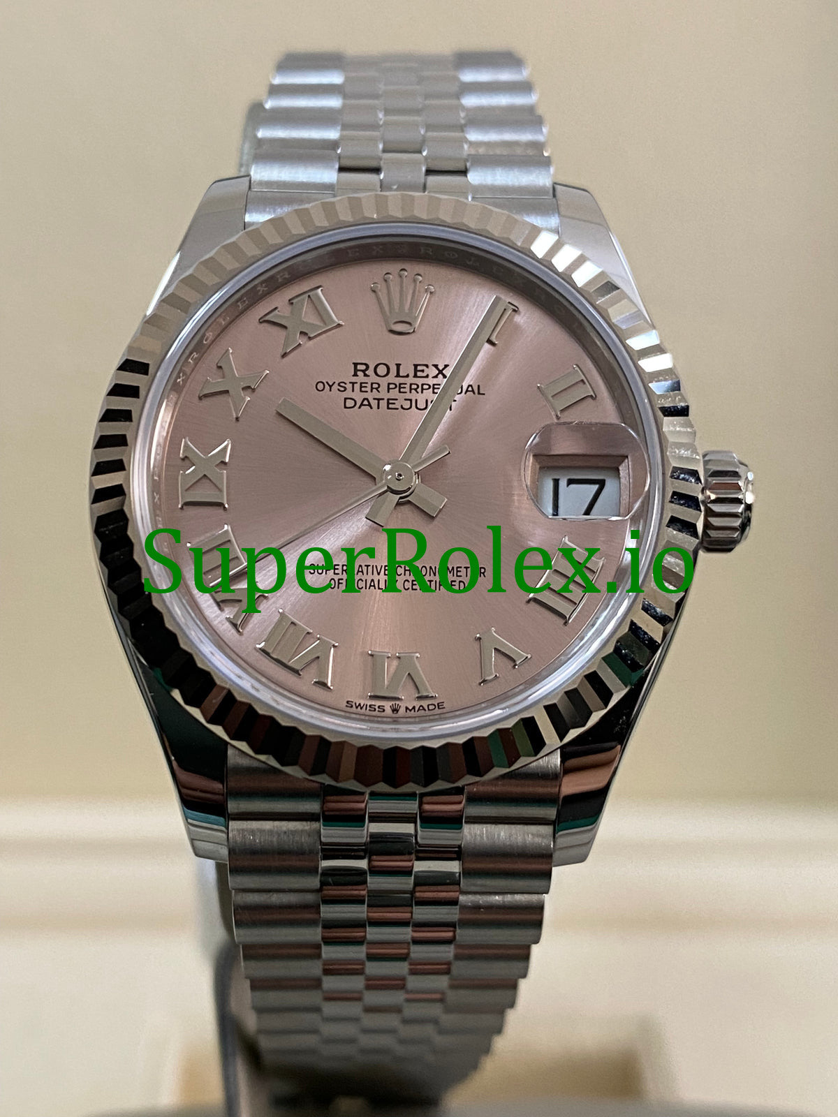 Datejust 31 Steel and White Gold Pink Roman Dial Ref.278274