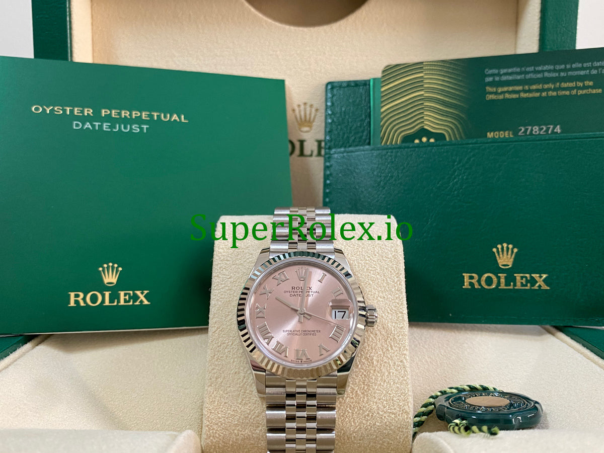 Datejust 31 Steel and White Gold Pink Roman Dial Ref.278274