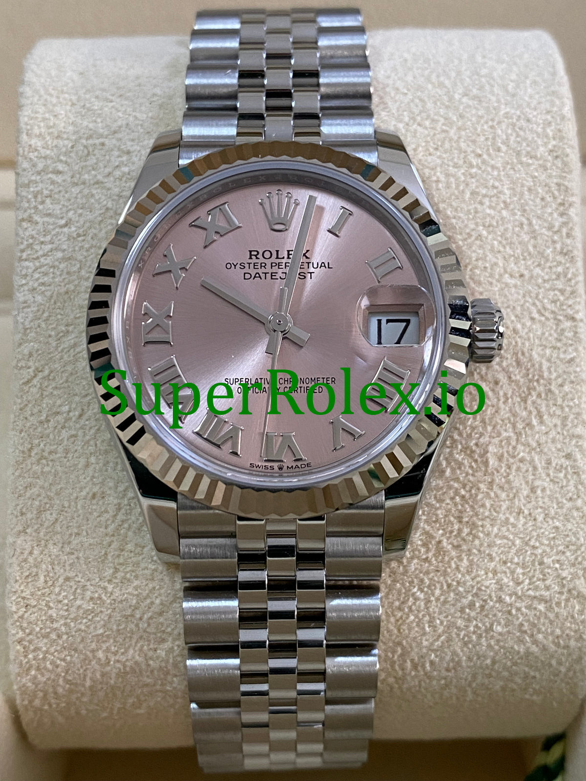 Datejust 31 Steel and White Gold Pink Roman Dial Ref.278274