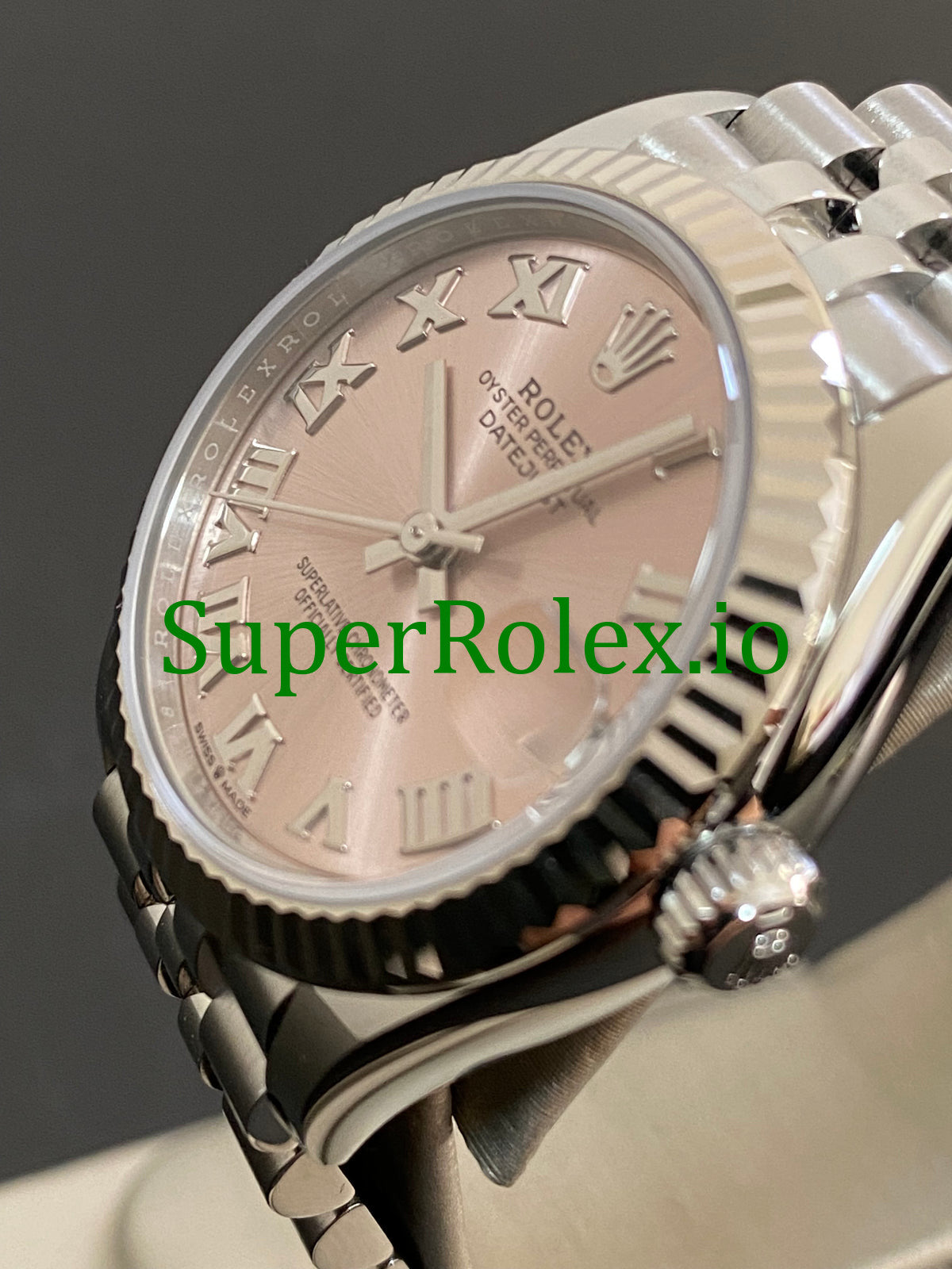 Datejust 31 Steel and White Gold Pink Roman Dial Ref.278274
