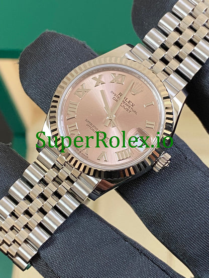 Datejust 31 Steel and White Gold Pink Roman Dial Ref.278274