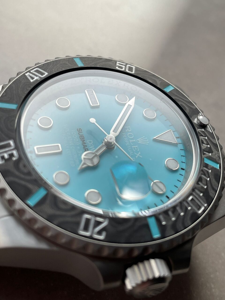 DIWF FACTORY 1:1 Submariner Sandblasted Best Edition Carbon Bezel Tiffany Blue Dial Dial VR3135