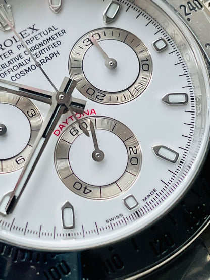 Daytona 116500 DAYTONA 1:1 Best Edition CF 904L SS Case and Bracelet White Dial Silver bezel SA4130