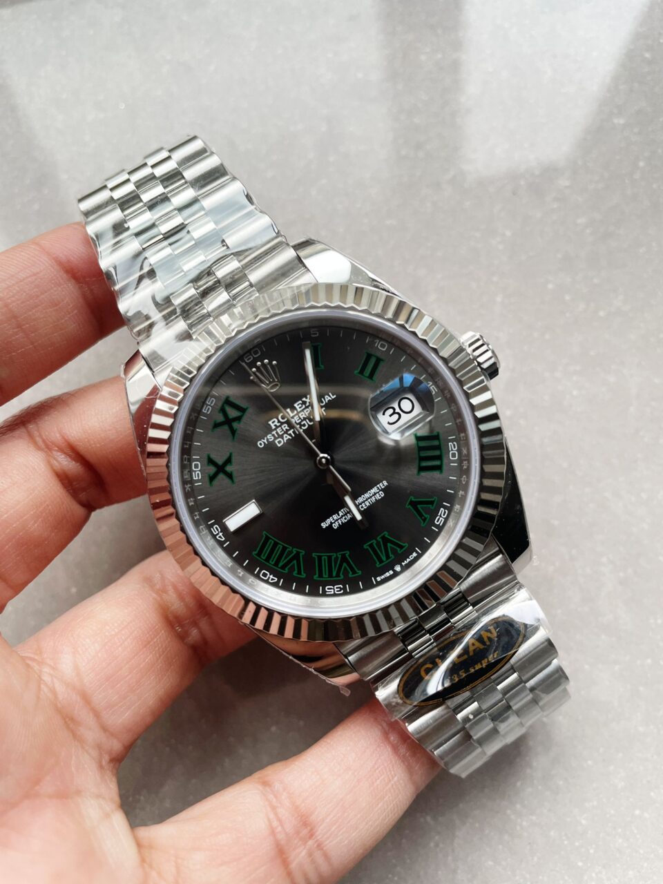 DateJust Men “wimbledon”SS Grey textured Dial Roman Markers