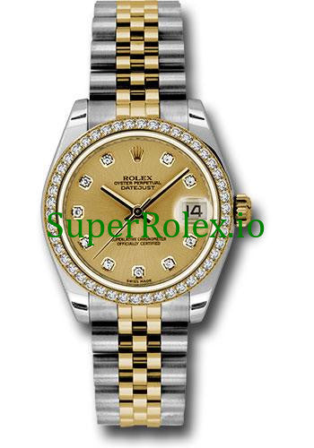 Datejust 31 Steel and Yellow Gold Champagne Diamond Dial Ref.178383