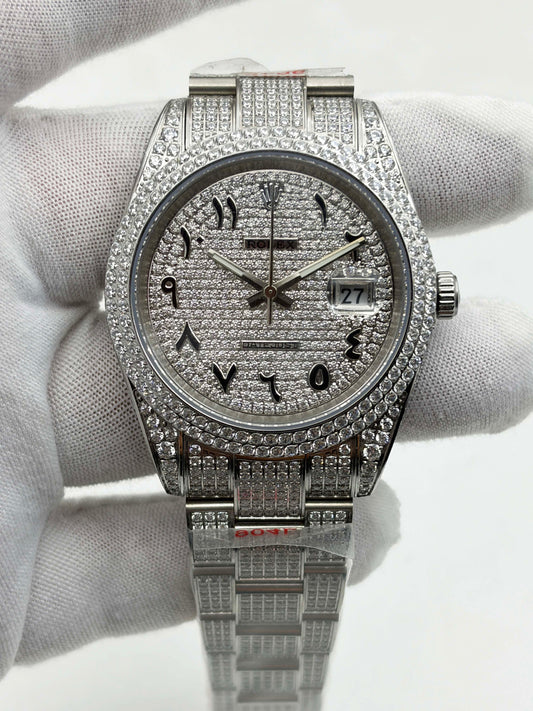 OYSTER PERPETUAL 41mm 904L SS MOISSANITE DIAMONDS BRACELET AND DIAL A2824 iced out