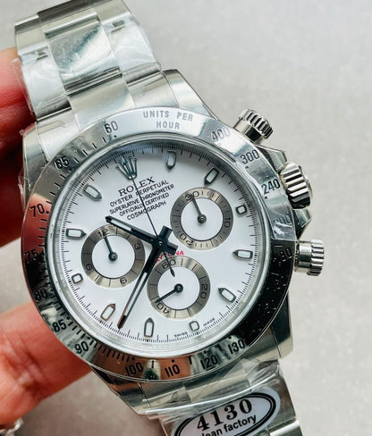 Daytona 116500 DAYTONA 1:1 Best Edition CF 904L SS Case and Bracelet White Dial Silver bezel SA4130