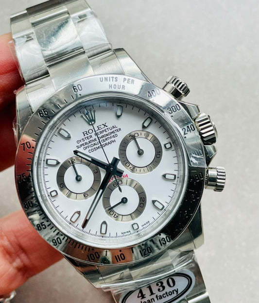 Daytona 116500 DAYTONA 1:1 Best Edition CF 904L SS Case and Bracelet White Dial Silver bezel SA4130