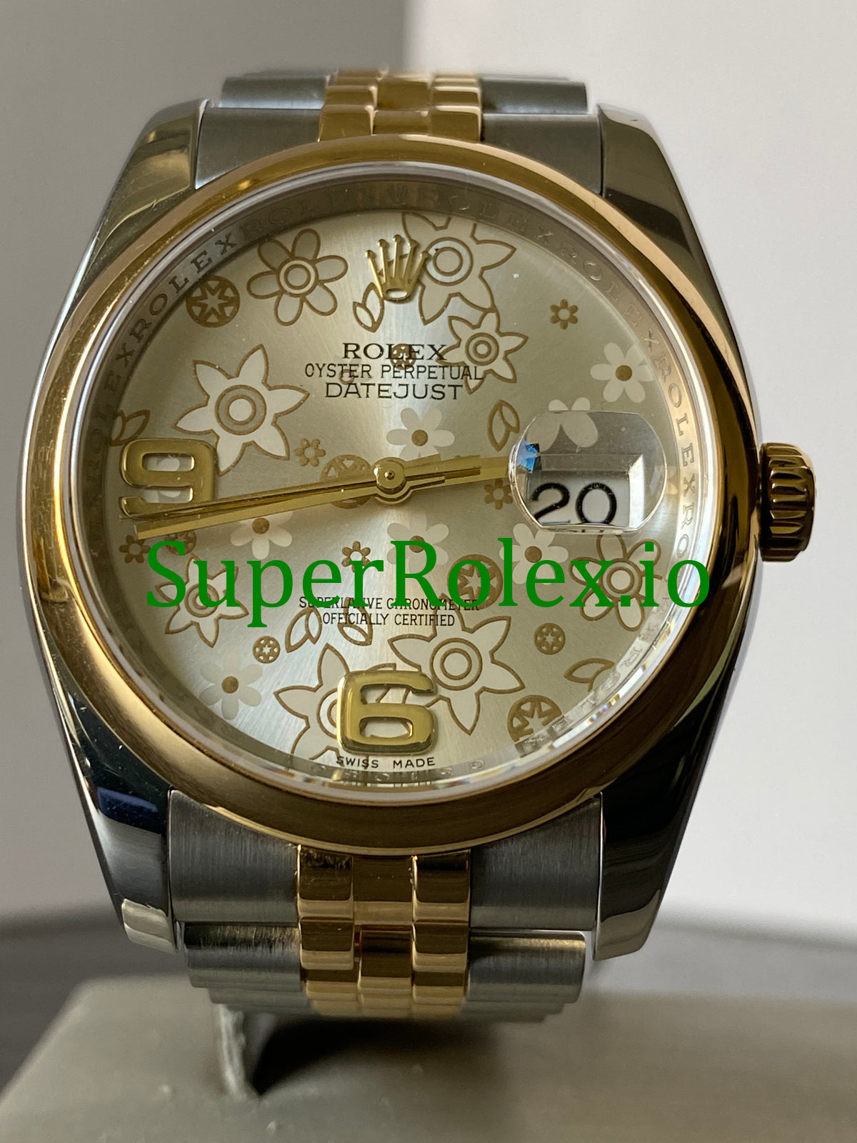 Datejust 36 Yellow Gold Silver Floral Motif Dial Ref.116203
