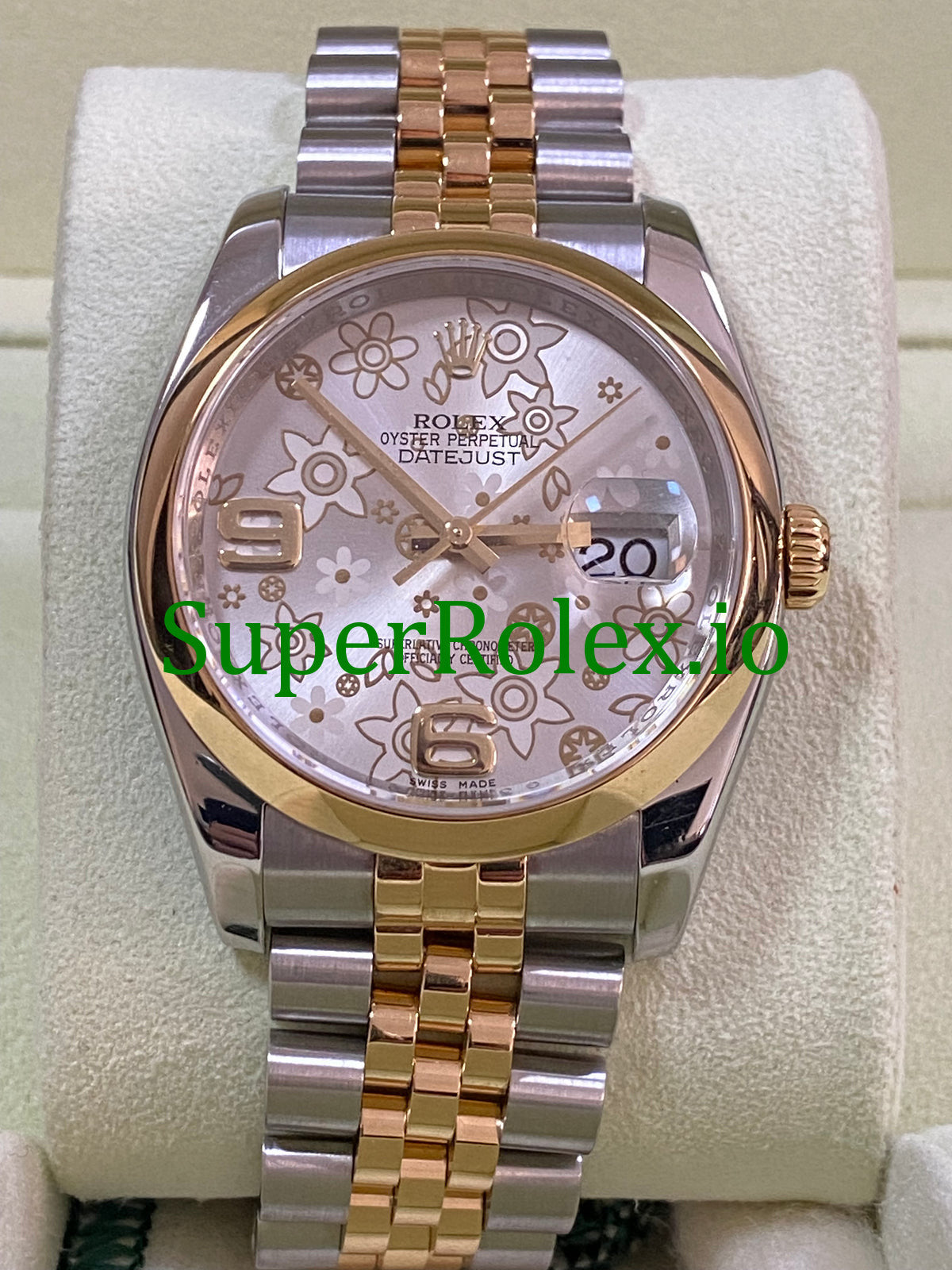Datejust 36 Yellow Gold Silver Floral Motif Dial Ref.116203