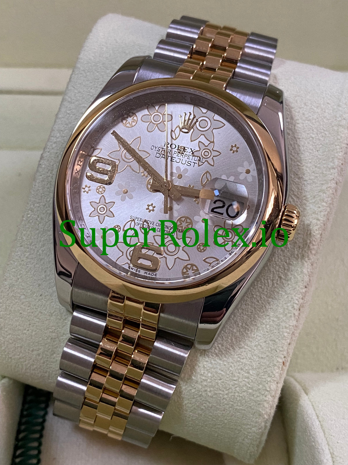 Datejust 36 Yellow Gold Silver Floral Motif Dial Ref.116203