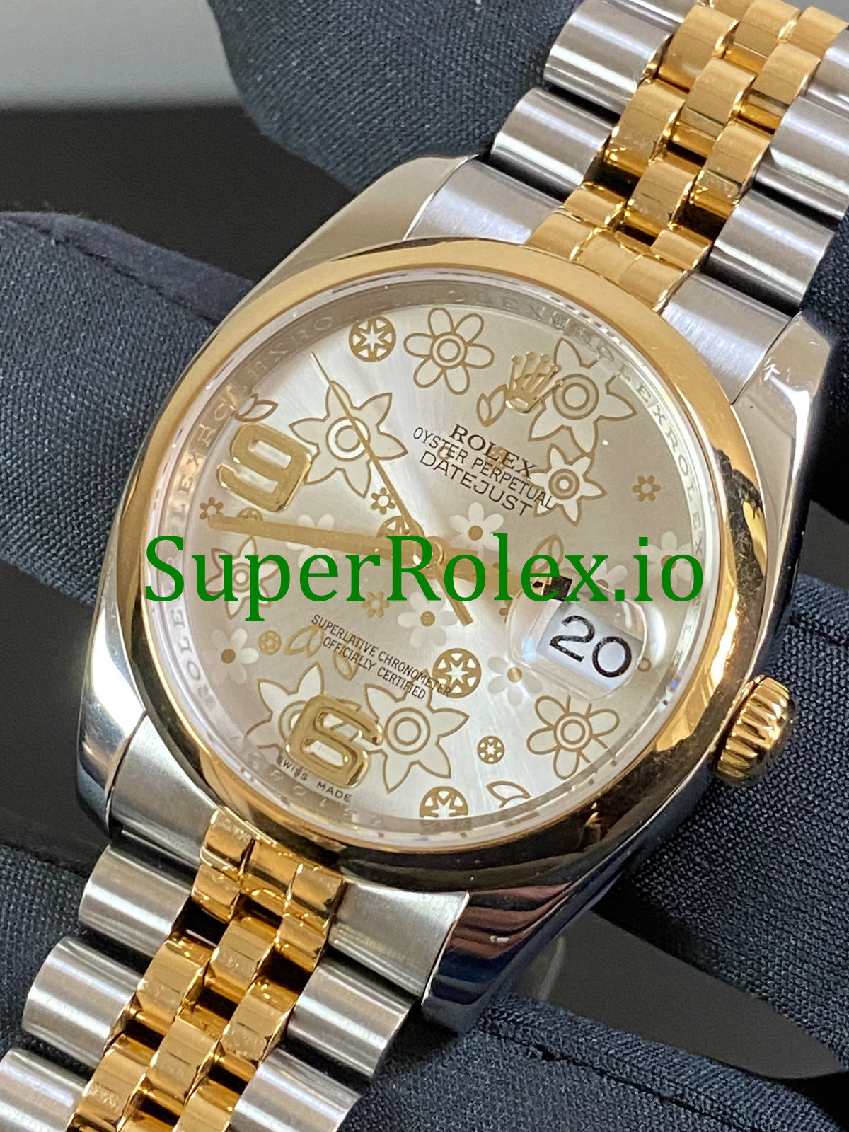 Datejust 36 Yellow Gold Silver Floral Motif Dial Ref.116203