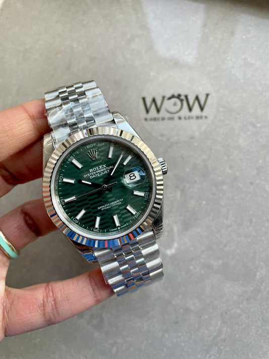 VSF Factory 1:1 Datejust 41mm 126334 904L SS Fluted Bezel Patterned Green MOTIF Dial VS3235