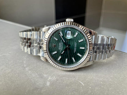 VSF Factory 1:1 Datejust 41mm 126334 904L SS Fluted Bezel Patterned Green MOTIF Dial VS3235