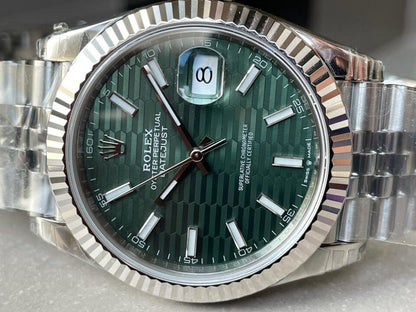 VSF Factory 1:1 Datejust 41mm 126334 904L SS Fluted Bezel Patterned Green MOTIF Dial VS3235