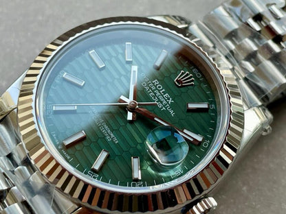 VSF Factory 1:1 Datejust 41mm 126334 904L SS Fluted Bezel Patterned Green MOTIF Dial VS3235