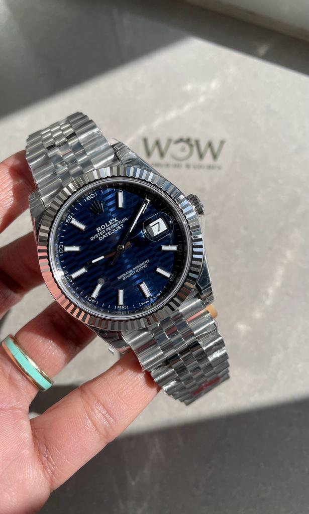 VSF Factory 1:1 Datejust 41mm 126334 904L SS Fluted Bezel Patterned Blue MOTIF Dial VS3235