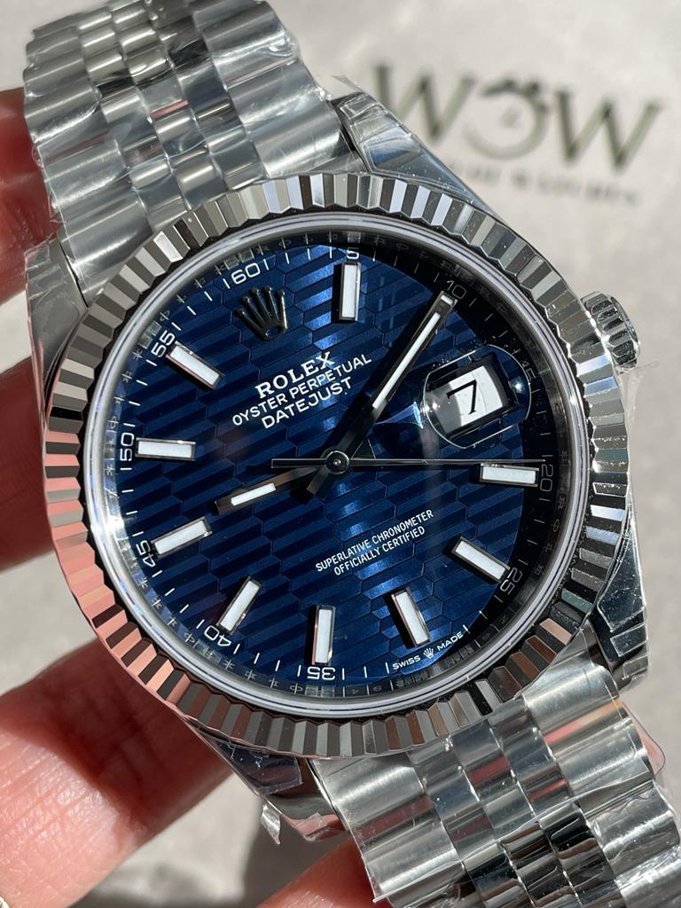 VSF Factory 1:1 Datejust 41mm 126334 904L SS Fluted Bezel Patterned Blue MOTIF Dial VS3235