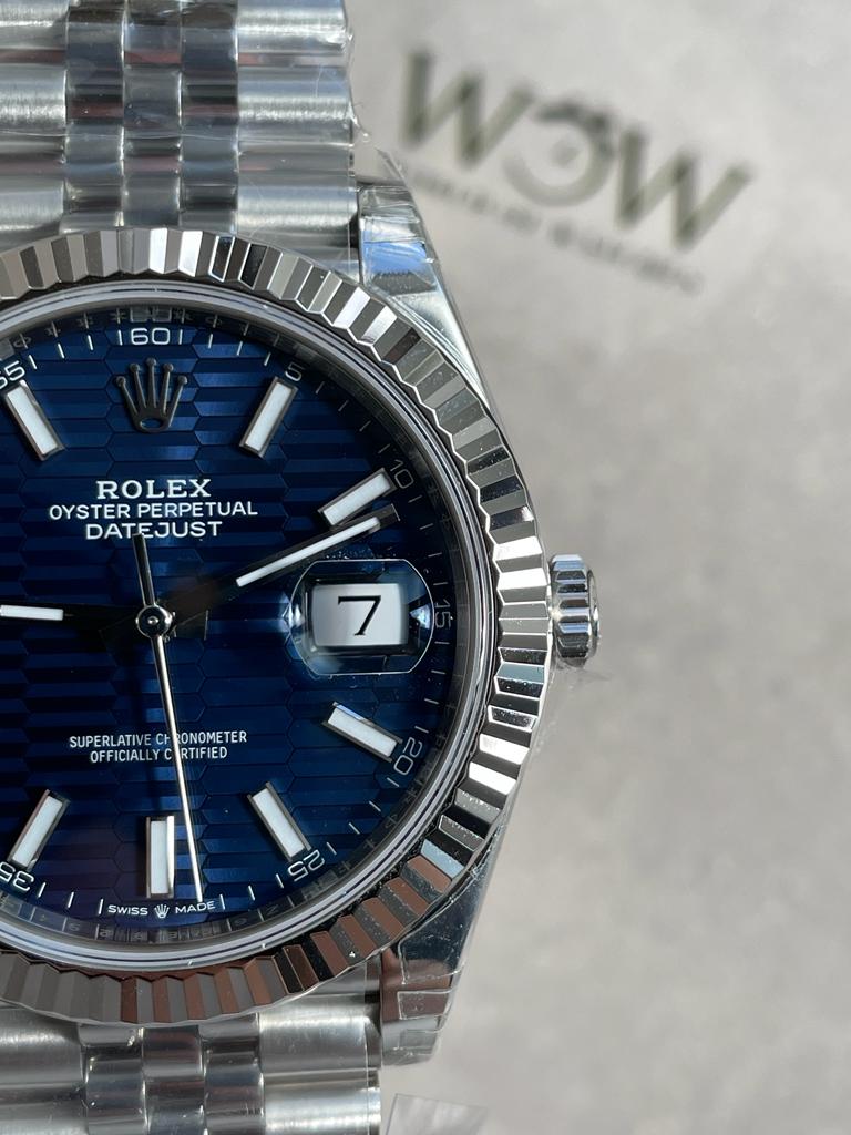 VSF Factory 1:1 Datejust 41mm 126334 904L SS Fluted Bezel Patterned Blue MOTIF Dial VS3235