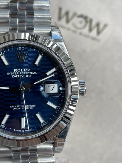VSF Factory 1:1 Datejust 41mm 126334 904L SS Fluted Bezel Patterned Blue MOTIF Dial VS3235