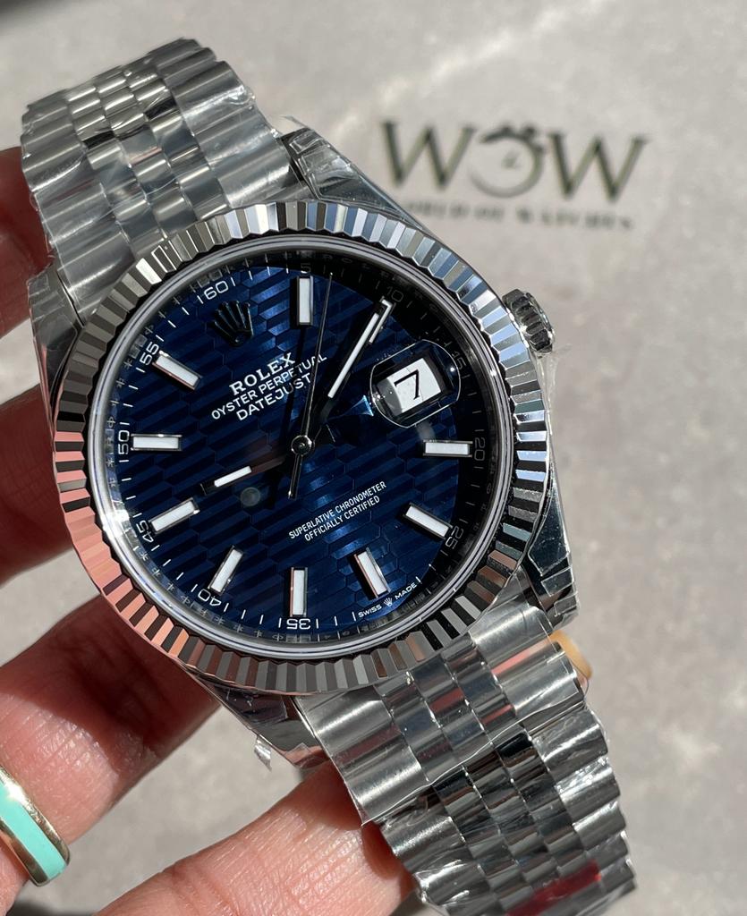 VSF Factory 1:1 Datejust 41mm 126334 904L SS Fluted Bezel Patterned Blue MOTIF Dial VS3235