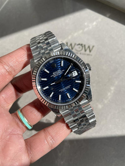 VSF Factory 1:1 Datejust 41mm 126334 904L SS Fluted Bezel Patterned Blue MOTIF Dial VS3235