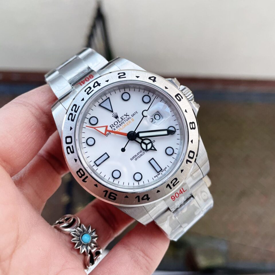 GMF Factory 1:1 EXPLORER II 42MM 216570 WHITE 904L SS BEST EDITION WHITE DIAL A3186