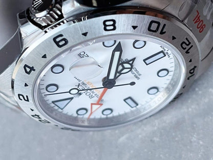 GMF Factory 1:1 EXPLORER II 42MM 216570 WHITE 904L SS BEST EDITION WHITE DIAL A3186